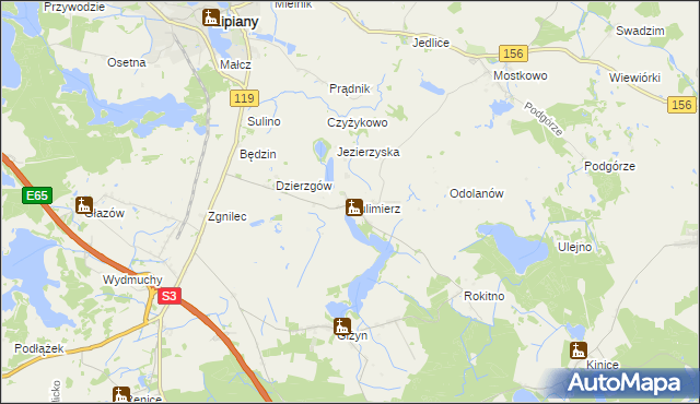 mapa Sulimierz gmina Myślibórz, Sulimierz gmina Myślibórz na mapie Targeo