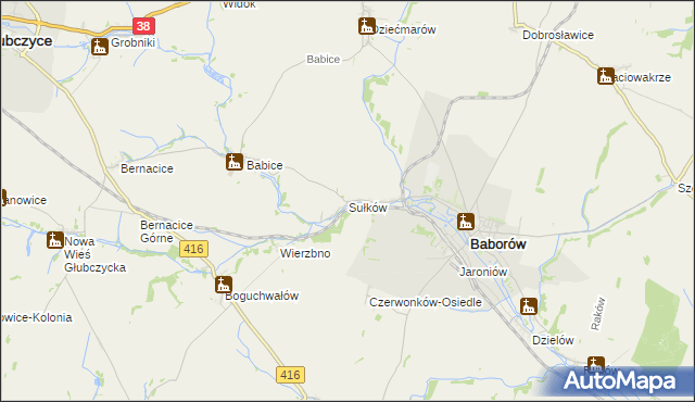 mapa Sułków gmina Baborów, Sułków gmina Baborów na mapie Targeo