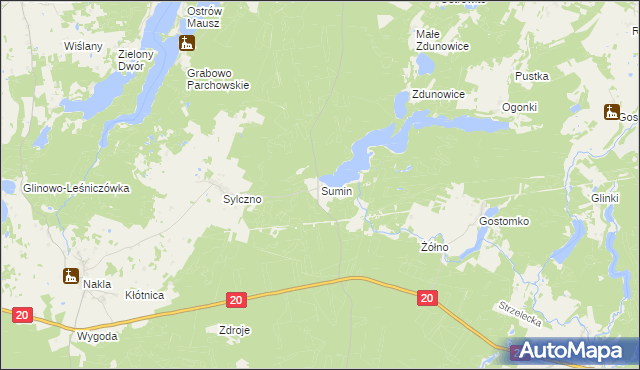 mapa Sumin gmina Parchowo, Sumin gmina Parchowo na mapie Targeo