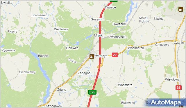 mapa Swarożyn, Swarożyn na mapie Targeo