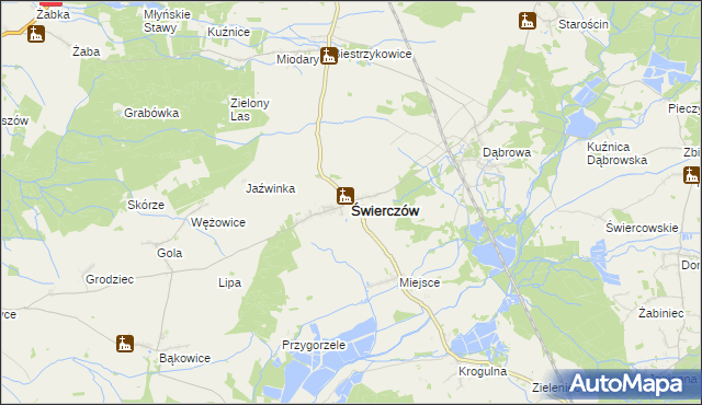 mapa Świerczów powiat namysłowski, Świerczów powiat namysłowski na mapie Targeo