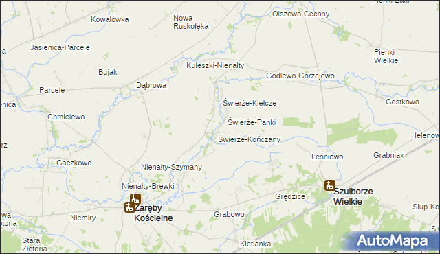 mapa Świerże Zielone, Świerże Zielone na mapie Targeo