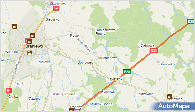 mapa Świętochowo, Świętochowo na mapie Targeo