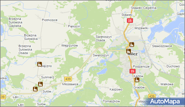 mapa Świętoszyn, Świętoszyn na mapie Targeo