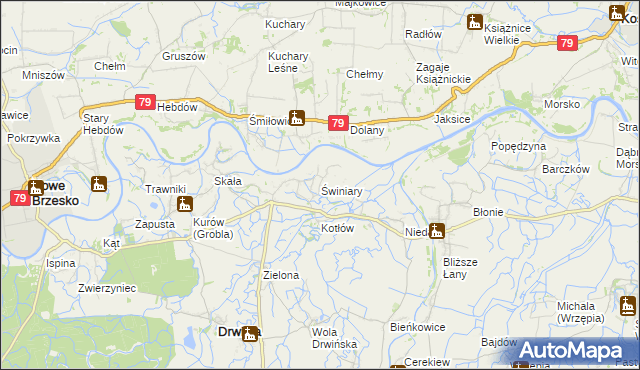 mapa Świniary gmina Drwinia, Świniary gmina Drwinia na mapie Targeo