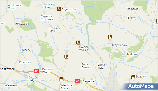 mapa Świniary Wielkie, Świniary Wielkie na mapie Targeo