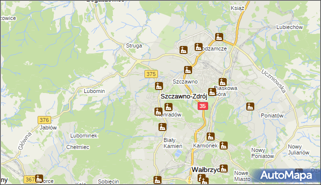 mapa Szczawno-Zdrój, Szczawno-Zdrój na mapie Targeo