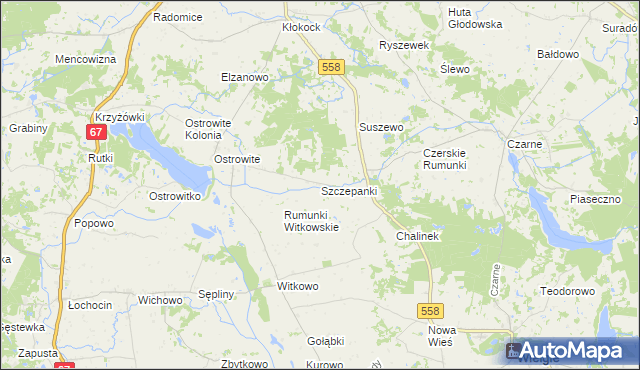 mapa Szczepanki gmina Wielgie, Szczepanki gmina Wielgie na mapie Targeo