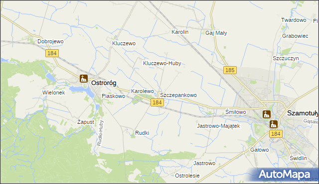 mapa Szczepankowo gmina Ostroróg, Szczepankowo gmina Ostroróg na mapie Targeo