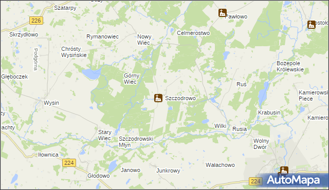 mapa Szczodrowo gmina Skarszewy, Szczodrowo gmina Skarszewy na mapie Targeo