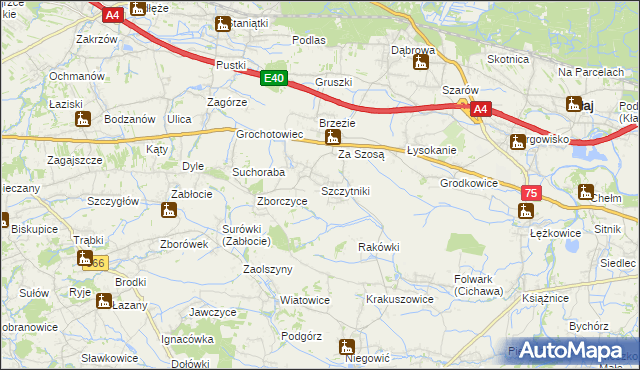 mapa Szczytniki gmina Gdów, Szczytniki gmina Gdów na mapie Targeo