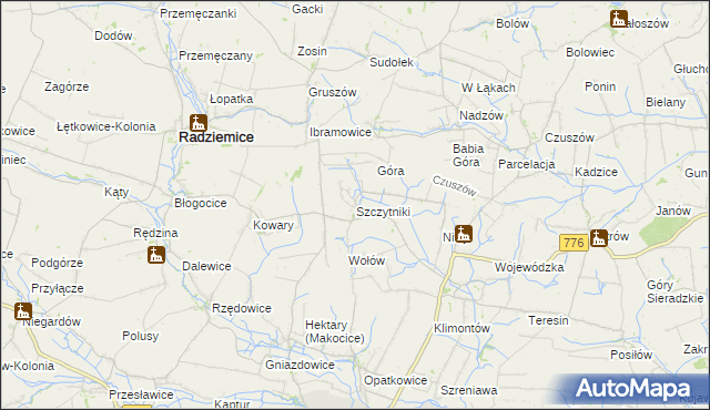 mapa Szczytniki gmina Proszowice, Szczytniki gmina Proszowice na mapie Targeo