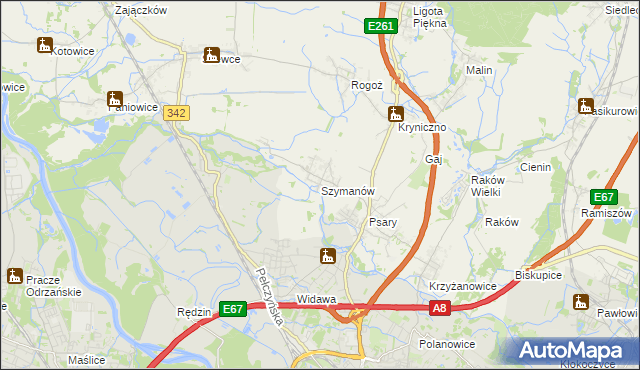 mapa Szymanów gmina Wisznia Mała, Szymanów gmina Wisznia Mała na mapie Targeo