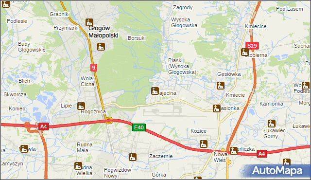 mapa Tajęcina, Tajęcina na mapie Targeo