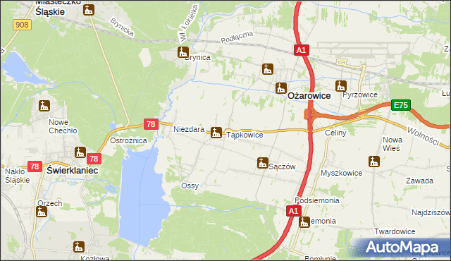 mapa Tąpkowice, Tąpkowice na mapie Targeo