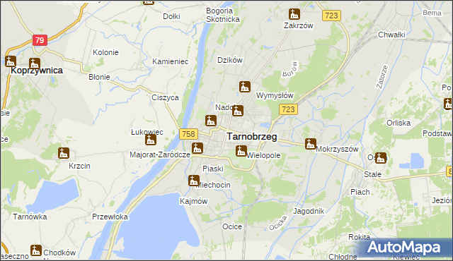 mapa Tarnobrzegu, Tarnobrzeg na mapie Targeo