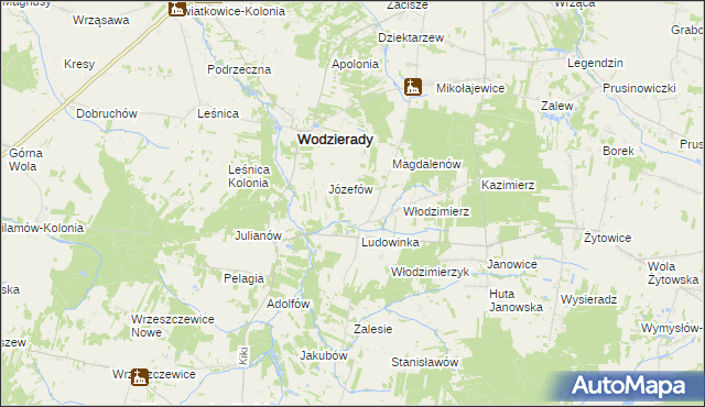 mapa Teodorów gmina Wodzierady, Teodorów gmina Wodzierady na mapie Targeo