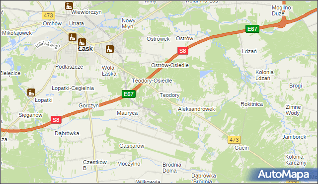 mapa Teodory, Teodory na mapie Targeo