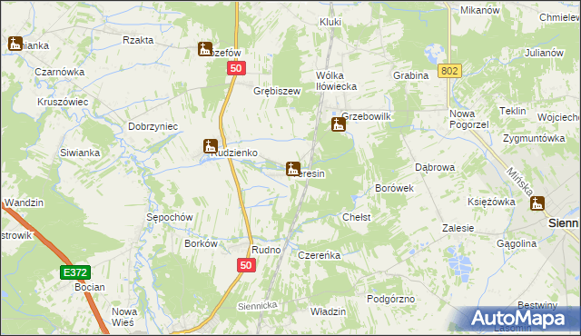 mapa Teresin gmina Kołbiel, Teresin gmina Kołbiel na mapie Targeo