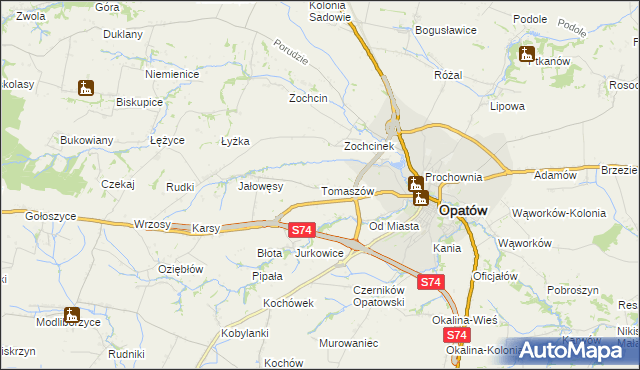 mapa Tomaszów gmina Opatów, Tomaszów gmina Opatów na mapie Targeo