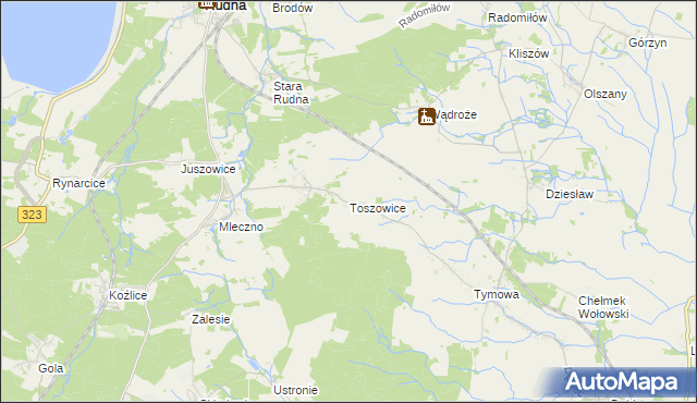 mapa Toszowice, Toszowice na mapie Targeo