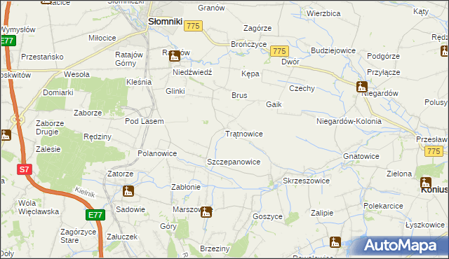 mapa Trątnowice, Trątnowice na mapie Targeo