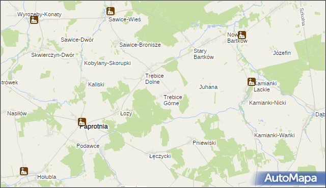 mapa Trębice Górne, Trębice Górne na mapie Targeo