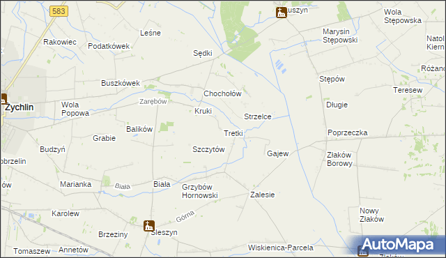 mapa Tretki, Tretki na mapie Targeo
