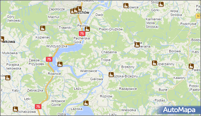 mapa Tropie gmina Gródek nad Dunajcem, Tropie gmina Gródek nad Dunajcem na mapie Targeo