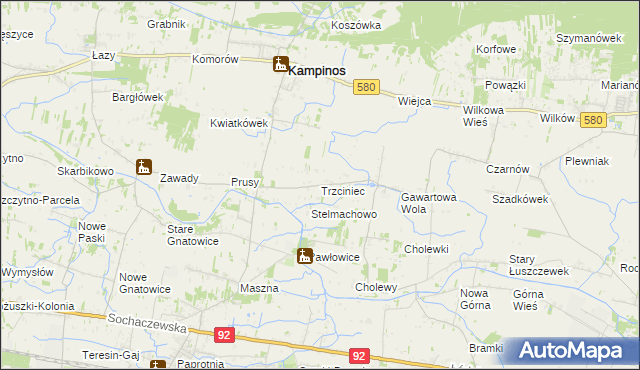 mapa Trzciniec gmina Leszno, Trzciniec gmina Leszno na mapie Targeo