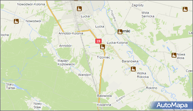 mapa Trzciniec gmina Lubartów, Trzciniec gmina Lubartów na mapie Targeo