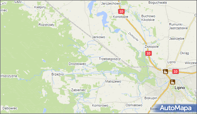 mapa Trzebiegoszcz, Trzebiegoszcz na mapie Targeo