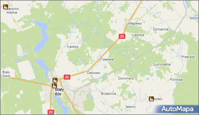 mapa Trzebiele gmina Biały Bór, Trzebiele gmina Biały Bór na mapie Targeo