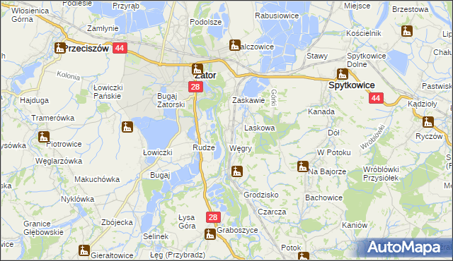 mapa Trzebieńczyce, Trzebieńczyce na mapie Targeo