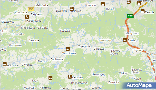 mapa Trzebunia, Trzebunia na mapie Targeo