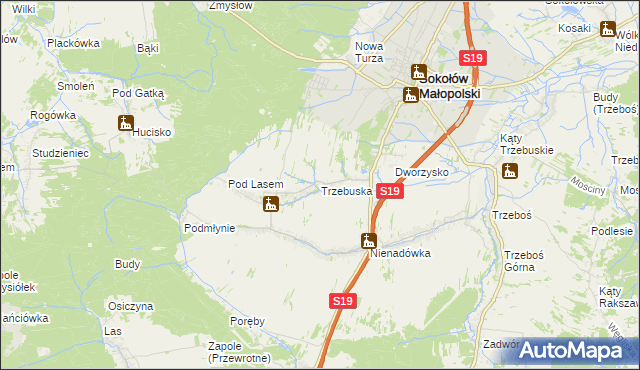 mapa Trzebuska, Trzebuska na mapie Targeo