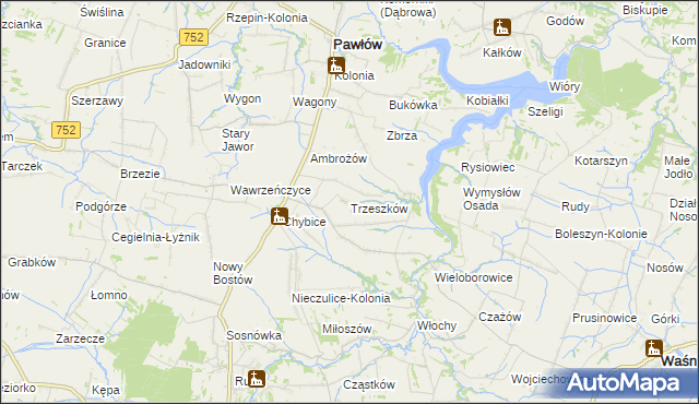 mapa Trzeszków, Trzeszków na mapie Targeo