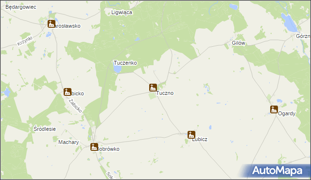 mapa Tuczno gmina Strzelce Krajeńskie, Tuczno gmina Strzelce Krajeńskie na mapie Targeo