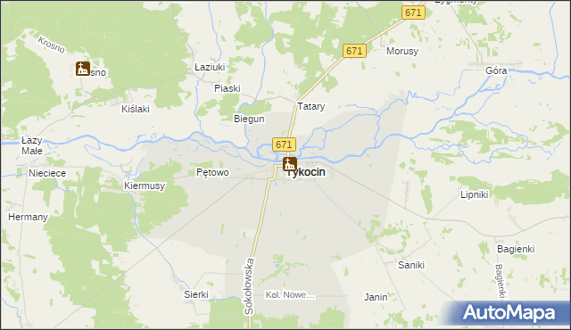 mapa Tykocin, Tykocin na mapie Targeo