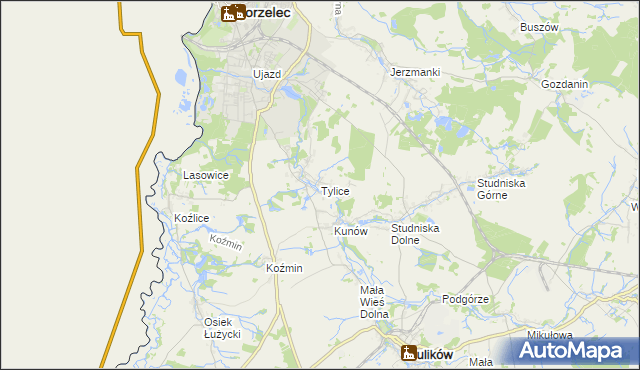 mapa Tylice gmina Zgorzelec, Tylice gmina Zgorzelec na mapie Targeo