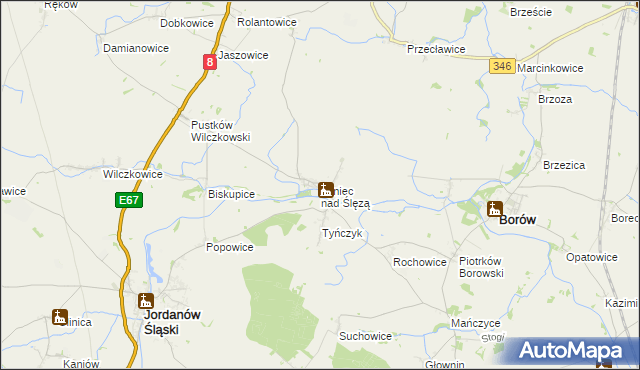 mapa Tyniec nad Ślęzą, Tyniec nad Ślęzą na mapie Targeo