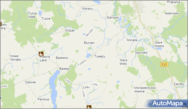 mapa Tywęzy, Tywęzy na mapie Targeo