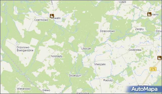 mapa Ubocze gmina Grzmiąca, Ubocze gmina Grzmiąca na mapie Targeo