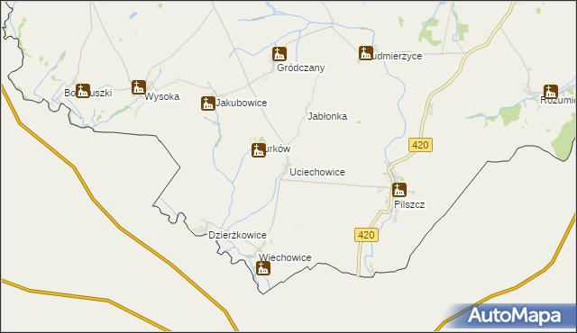 mapa Uciechowice, Uciechowice na mapie Targeo