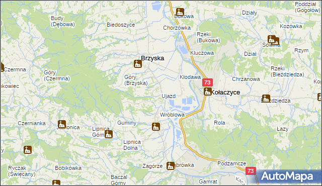 mapa Ujazd gmina Brzyska, Ujazd gmina Brzyska na mapie Targeo