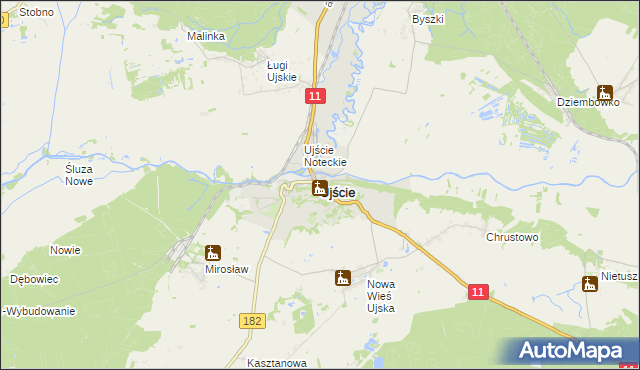 mapa Ujście powiat pilski, Ujście powiat pilski na mapie Targeo