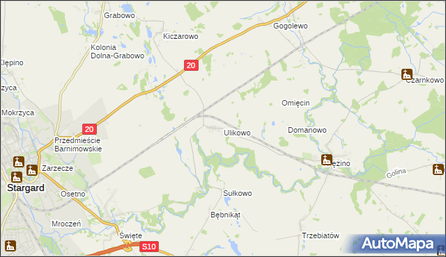 mapa Ulikowo, Ulikowo na mapie Targeo