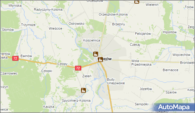 mapa Uniejów, Uniejów na mapie Targeo