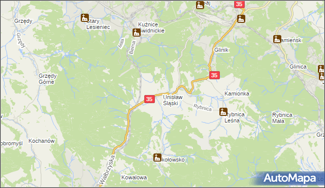 mapa Unisław Śląski, Unisław Śląski na mapie Targeo