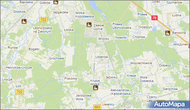 mapa Ustanów, Ustanów na mapie Targeo